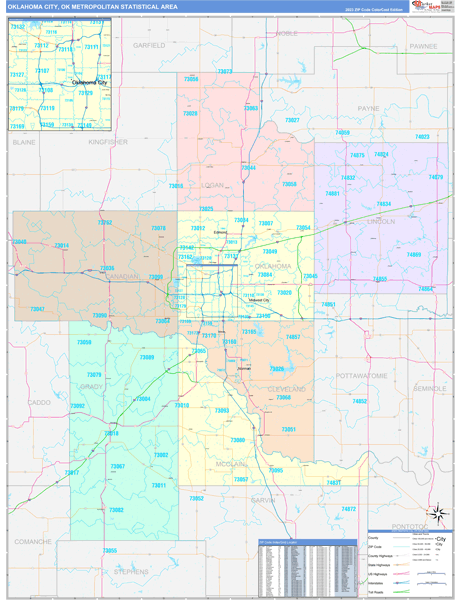 Oklahoma City Metro Area Wall Map